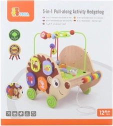 Drewniana zabawka do ciągnięcia jeż 5w1 z aktywnościami VIGA