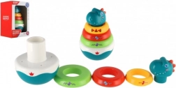 Kołyszący się dinozaur z nakładanymi krążkami (piramidka) 16 cm