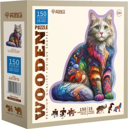 Drewniane puzzle WOODEN CITY Delikatny kot 150 elementów