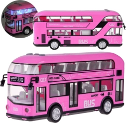 Różowy dwupiętrowy autobus z dźwiękiem i otwieranymi drzwiami ZA4748
