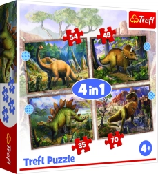 Puzzle 4w1 Ciekawi dinozaury