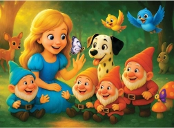 Drewniane puzzle księżniczka i krasnoludki 40 elementów WOODEN CITY