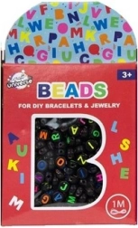 Zestaw koralików – literki czarne + 1 metr sznurka