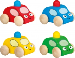 Piszczałkowe drewniane auto z kogutem – zielone