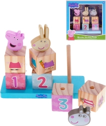 Drewniane klocki do nawlekania Świnka Peppa, 9 elementów