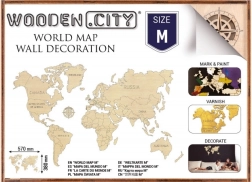 Drewniana mapa świata M 57 × 38 cm WOODEN CITY