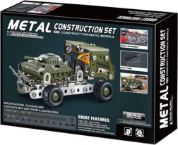 Metalowy zestaw konstrukcyjny Wojskowy samochód z czołgiem