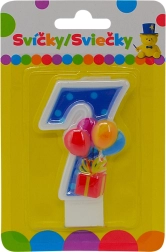 Świeczka urodzinowa z balonikami cyfra 7