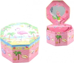 Muzyczna szkatułka na biżuterię z flamingiem