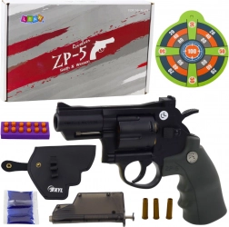 Rewolwer zabawkowy z piankowymi nabojami i kulkami żelowymi