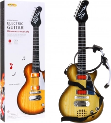 Dziecięca gitara elektryczna ze słuchawkami i mikrofonem – Drewno