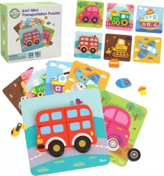 Woopie drewniane puzzle pojazdy Montessori FSC