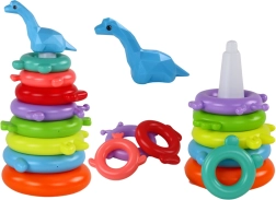 Kolorowa wieża do układania z 8 krążkami – żyrafa, 29 × 14 × 14 cm