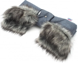 Mufka do wózka 2w1 z futerkiem – niebieska