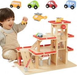 Drewniane parkingowe garaże z windą i pojazdami VIGA