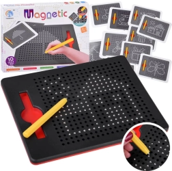 Magnetyczna tablica do rysowania z metalowymi kuleczkami i szablonami