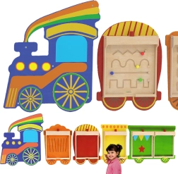 Elastyczny system ścienny dla 5 tablic edukacyjnych – pociąg MASTERKIDZ