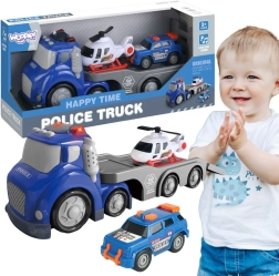 Woopie niebieska laweta policyjna City Truck z efektami świetlnymi i dźwiękowymi