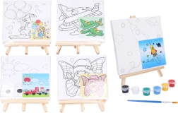 Zestaw do malowania na płótnie dla dzieci 15 × 15 cm ze sztalugą, farbami i pędzelkiem