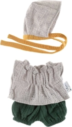 Zestaw z czapeczką dla lalek 32 cm szara koronka