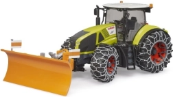 Bruder traktor Claas Axion 950 z łańcuchami śniegowymi i pługiem