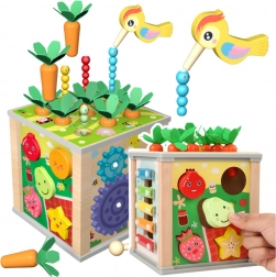 Drewniana edukacyjna kostka 6w1