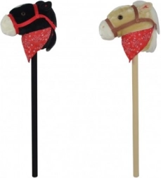 Pluszowy koń na kiju z dźwiękiem 80 cm, czarny