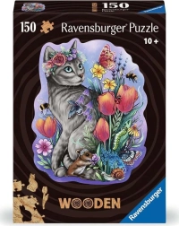 Drewniane puzzle obrysowe Magiczny kot 150 elementów Ravensburger