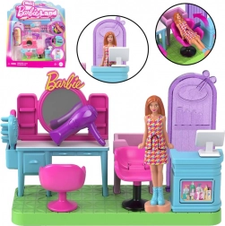 Barbie Mini BarbieLand – Salon fryzjerski z ruchomą mini lalką Barbie