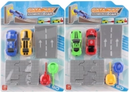 Zestaw wystrzeliwanych aut z platformą i rozbijaną ścianą