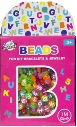 Zestaw koralików – neonowe literki + 1 metr sznurka