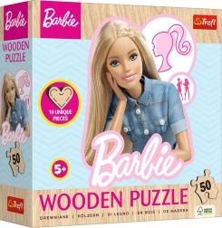 Trefl drewniane puzzle obrysowe z motywem Barbie, 50 elementów