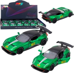 Metalowy samochodzik wyścigowy 1:32 z napędem pull-back i otwieranymi drzwiami – zielony