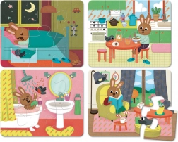 Vilac drewniane puzzle dom – 4 zestawy po 6 elementów w pudełku
