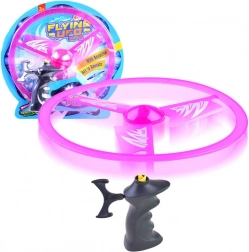 Latający dysk z wyrzutnią i efektem świetlnym – Różowa