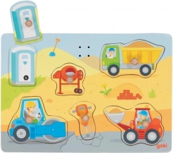 Drewniana dźwiękowa układanka na budowie GOKI