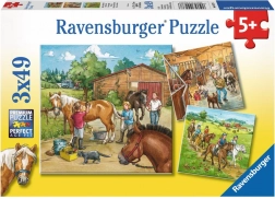 Ravensburger puzzle Dzień u koni 3x49 elementów