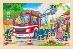 Drewniane puzzle strażacy 24 elementy GOKI
