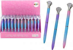 Długopis kulkowy z diamentem, niebieski tusz 0,7 mm, mix kolorów