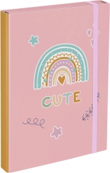 BAAGL teczka na zeszyty szkolne A4 tęcza różowa