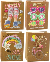 Papierowa torebka prezentowa z kolorowymi motywami 23 x 18 x 10,5 cm