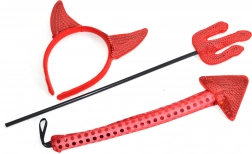 Diabelski zestaw karnawałowy z uszami, ogonem i trójzębem