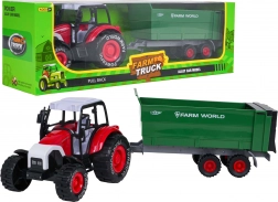 Metalowy traktor z odłączaną przyczepą na napęd typu pull-back
