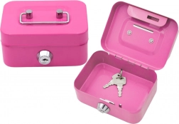 Metalowa skarbonka z zamkiem – różowa, 2 kluczyki