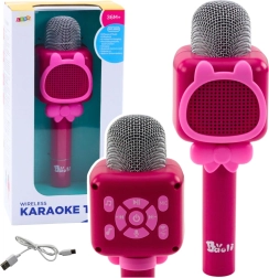 Bezprzewodowy mikrofon karaoke Bluetooth ze zmianą głosu – różowy