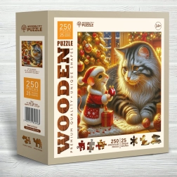 Wooden City drewniane puzzle Kot i mysz 250 elementów
