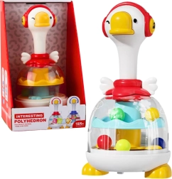 Bębenek z kuleczkami gąska czerwona – interaktywna kręcąca się zabawka