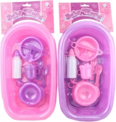 Plastowa wanienka dla lalek z zestawem akcesoriów