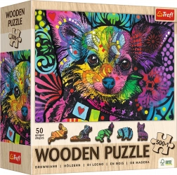 Drewniane puzzle Kolorowy szczeniak