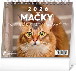Kalendarz biurkowy Koty 2026 z imionami kotów